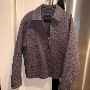 Hollister Quilted Floral Zip Up Collated Jacket - Men Large